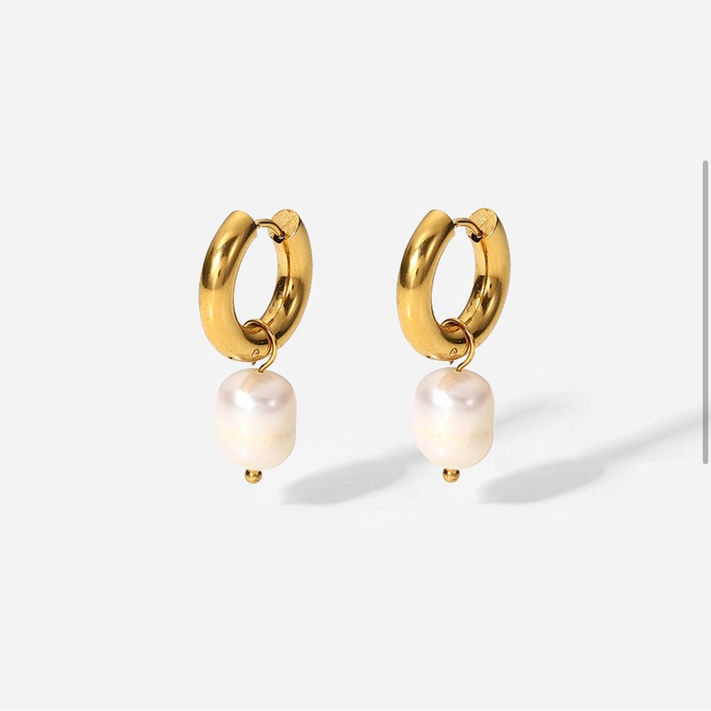 Fresh Water Pearl Drop Earrings, Charm and Trendy Gold Plated Earrings